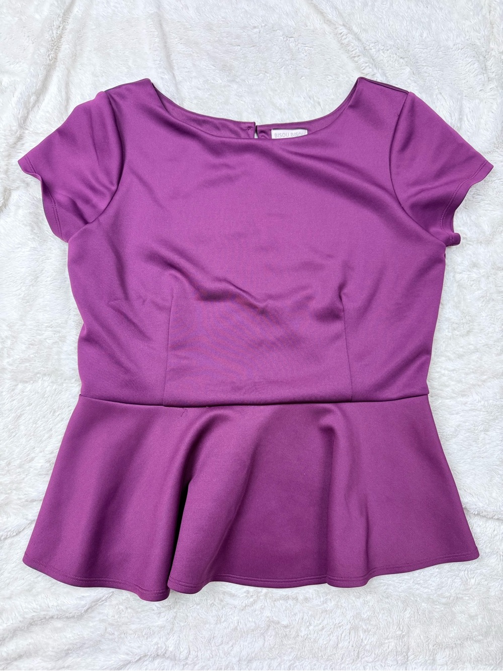 Bisou Bisou Magenta Short Sleeve Peplum Top